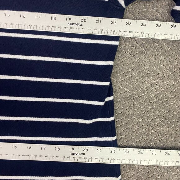 Talbots Sweater Dress Women's 1X Navy Blue White Cotton Shift Knit Striped Woman - Picture 6 of 11